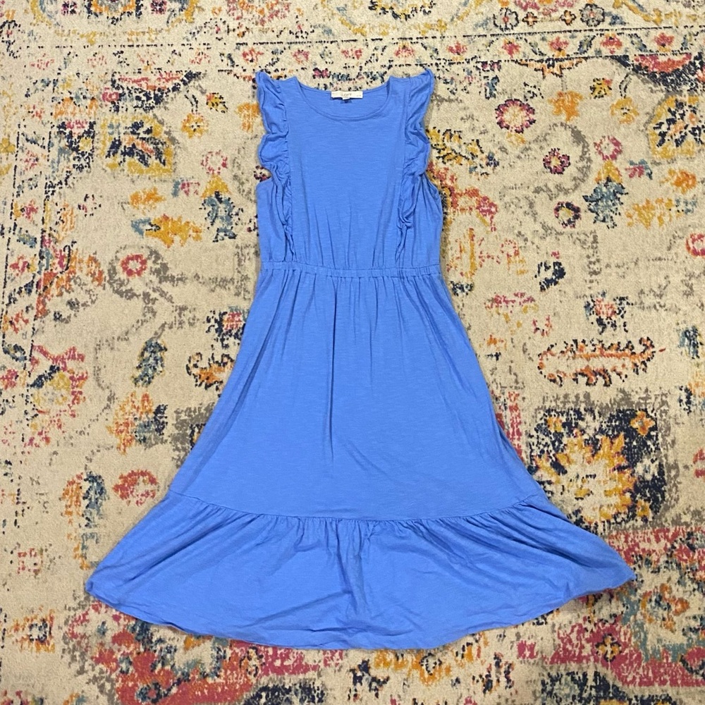 LOFT Blue Ruffle Sleeve Dress